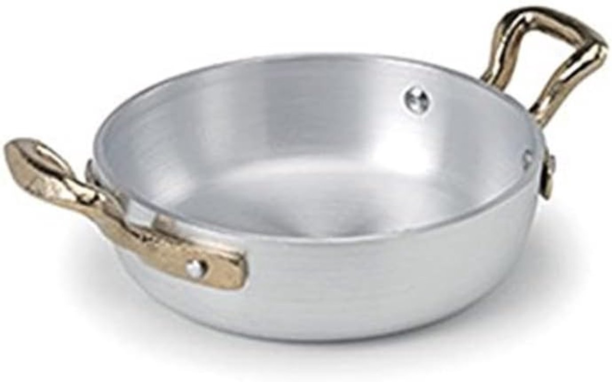 Omeletpan met 2 handvatten, 10 cm, aluminium, zilver