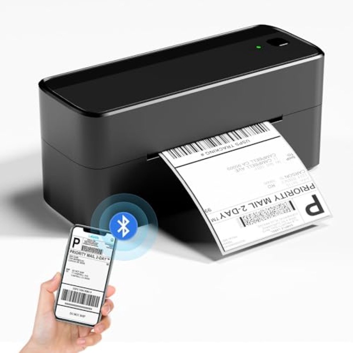 Bluetooth Label Printer - Thermal Printer Verzender - Verzendlabels Printen - Keramische Halfgeleider Printkop - 10.16 cm breed - Zwart