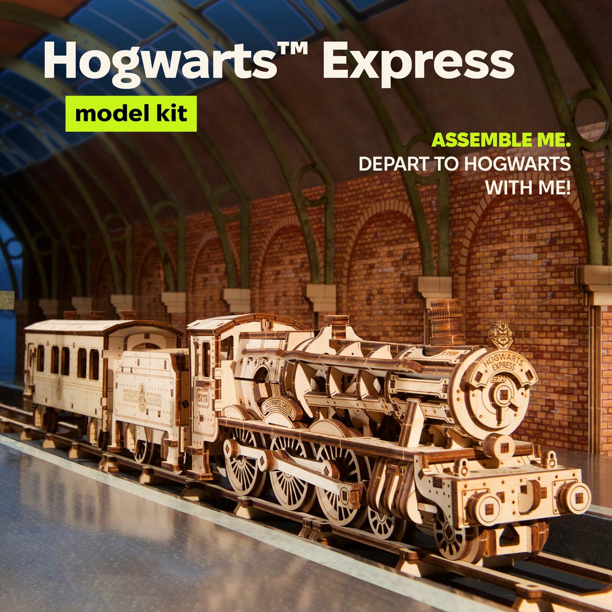 UGEARS 3D Modelbouw - Hogwarts™ Express - Harry Potter™ - Mechanisch Bouwpakket Hout - Educatief Speelgoed — afbeelding 6