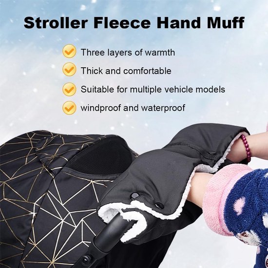 Waterdichte en Winddichte Handwarmer voor Kinderwagen met Fleece Voering — afbeelding 4