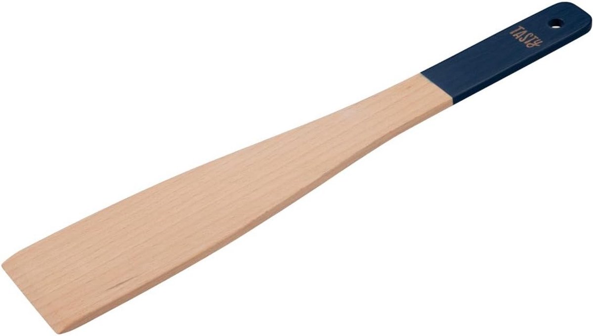 Houten Spatel met Ocean Blue Handvat Duurzaam Keukengerei FSC Gecertificeerd