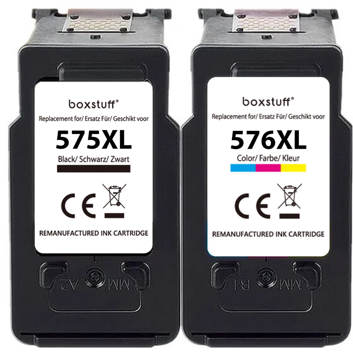 Boxstuff Inkt geschikt voor Canon PG-575 XL + CL-576 XL - Inkt Cartridge 2-pack voor Canon Pixma TS3550 / TS3551 / TS3650 / TS3651 / TR4750 / TR4751 Printer - Pack Kleur en Zwart — afbeelding 1