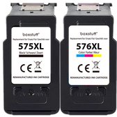 Boxstuff Inkt geschikt voor Canon PG-575 XL + CL-576 XL - Inkt Cartridge 2-pack voor Canon Pixma TS3550 / TS3551 / TS3650 / TS3651 / TR4750 / TR4751 Printer - Pack Kleur en Zwart