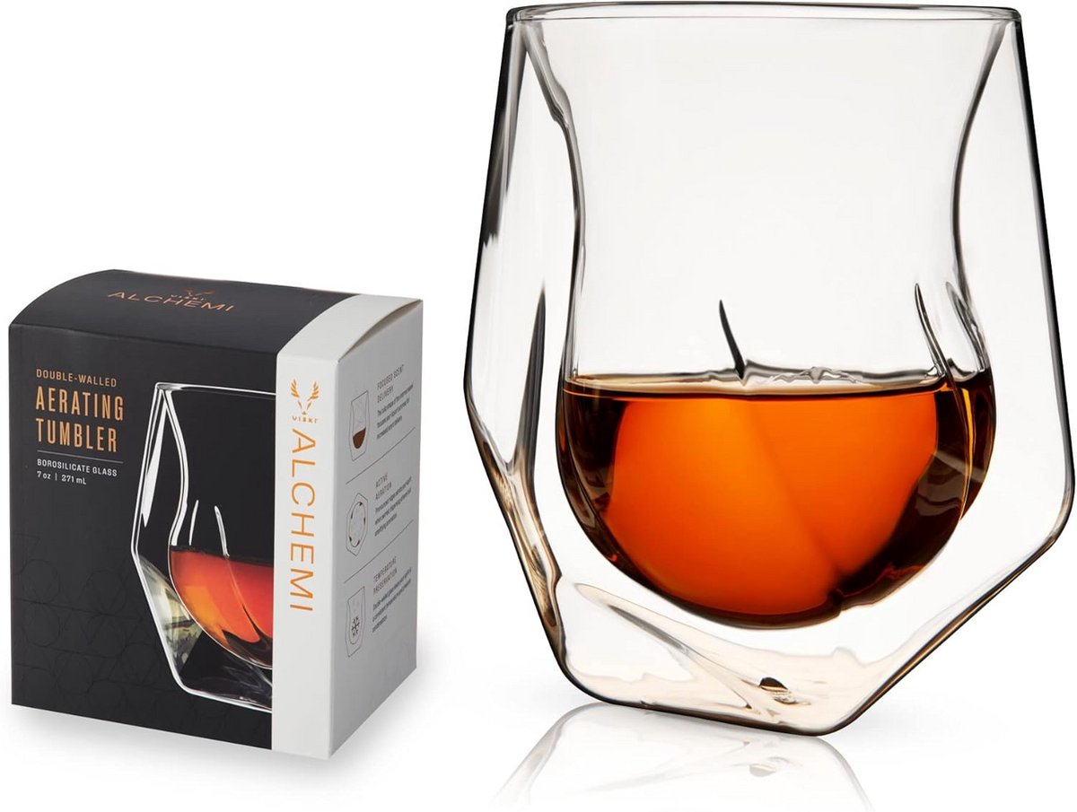Luxe Whisky Proefglas - Aerating Tumbler - Dubbelwandig Snifter voor Bourbon & Scotch