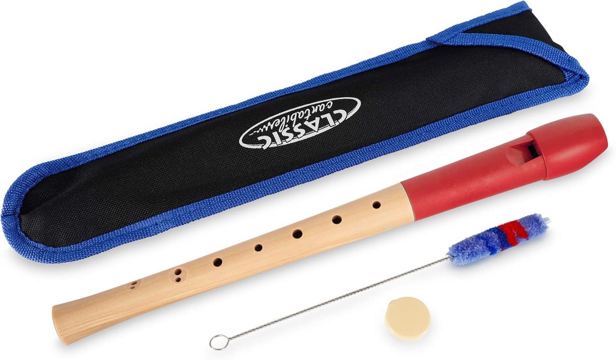 Sopranino C Blokfluit met Barok Duimgat voor Beginners en Kinderen - Tweedelig Rood
