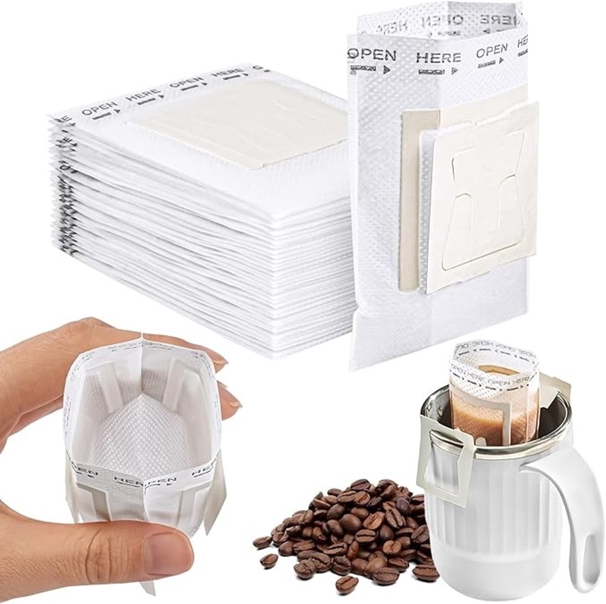 40 stuks wegwerp koffiefilters, compact en handig voor onderweg