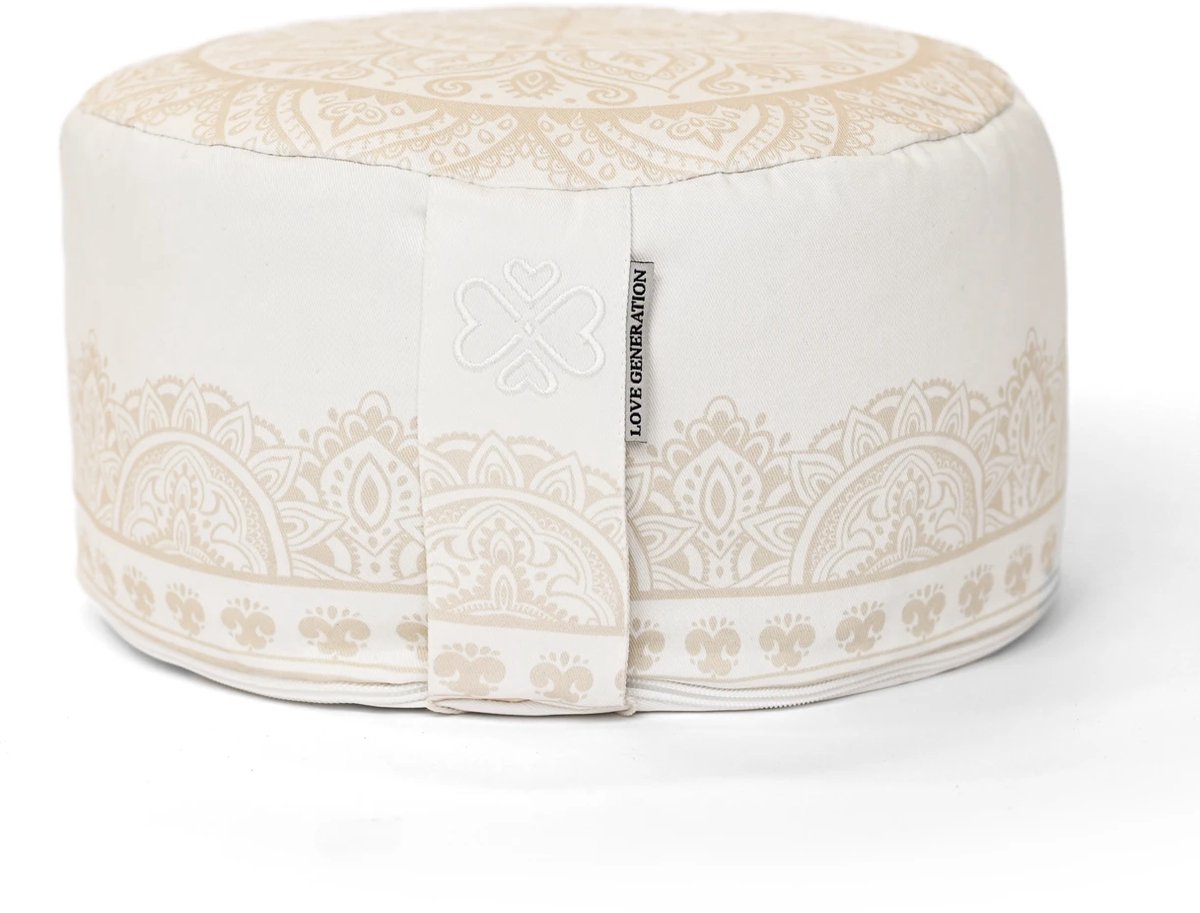 Bol.com Love Generation - Meditatiekussen - Rond - Boho Chic Wit aanbieding