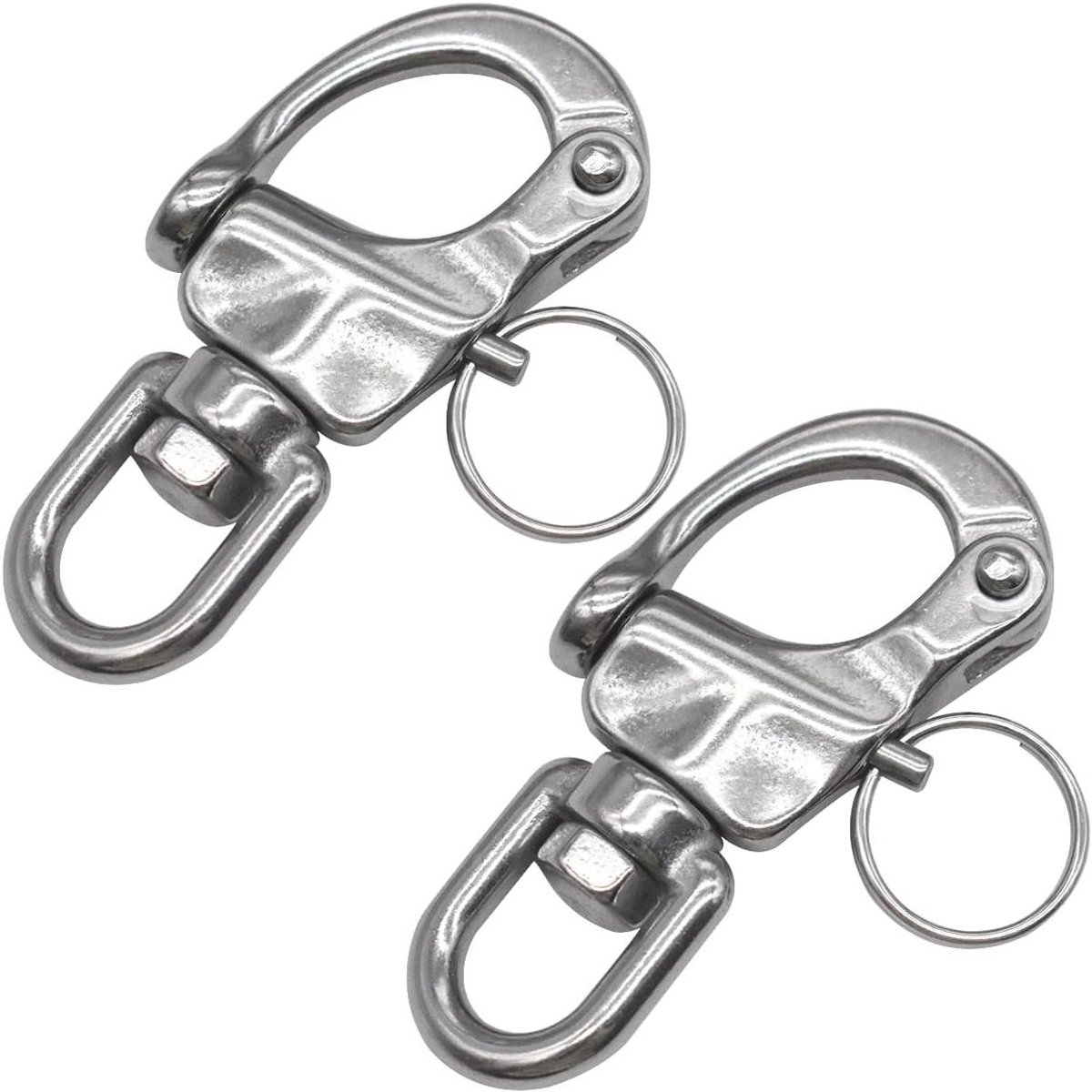 Draaibare oogkarabijnhaak 2 stuks - RVS - Snelontgrendeling - Zeiljacht accessoire