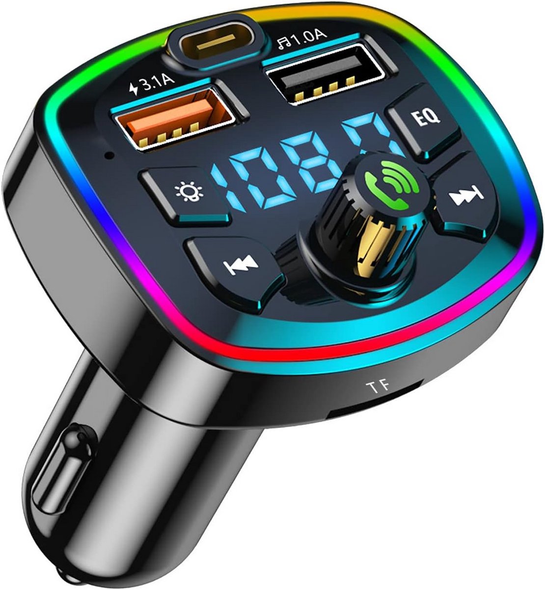 Bluetooth FM Zender Autoadapter met Dubbele USB Oplader (3.1A & 1A) en Handsfree Functie