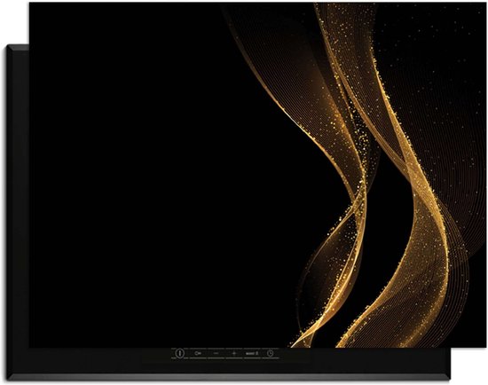 KitchenArt - Golden Flow – Inductie Beschermer - 81.2x52.7 cm - Kookplaat Beschermer - Luxe Afdekplaat Inductieplaat - Anti-slip & Oprolbaar - Beschermmat Inductiekookplaat