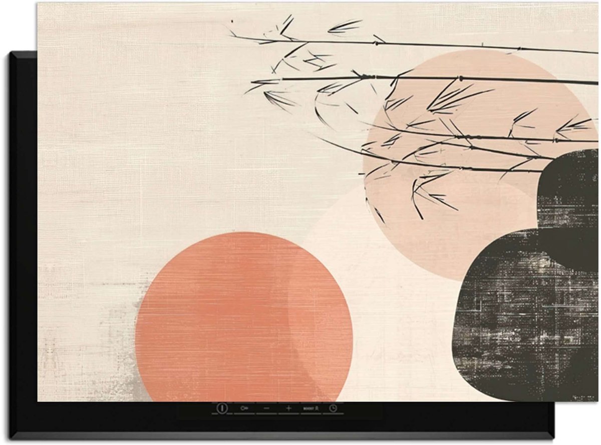 KitchenArt - Zen Balance – Japandi Inductie Beschermer - 83x51.5 cm - Kookplaat Beschermer - Luxe Afdekplaat Inductieplaat - Anti-slip & Oprolbaar - Beschermmat Inductiekookplaat