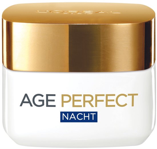 L'Oréal Paris Age Perfect nachtcrème pot met gouden deksel.