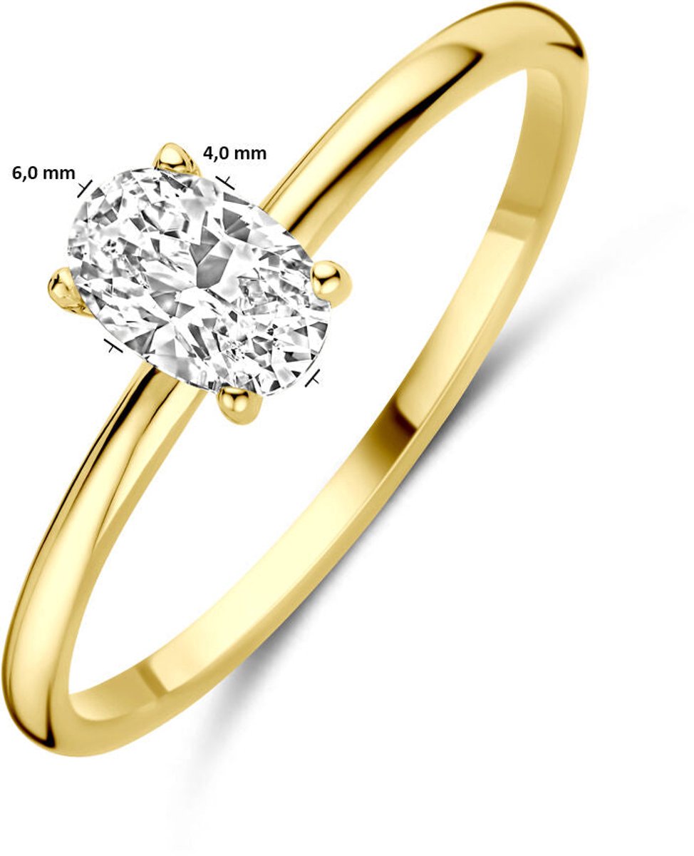 14K Geelgouden Ring met Zirkonia 4034925 – 6 × 4 mm