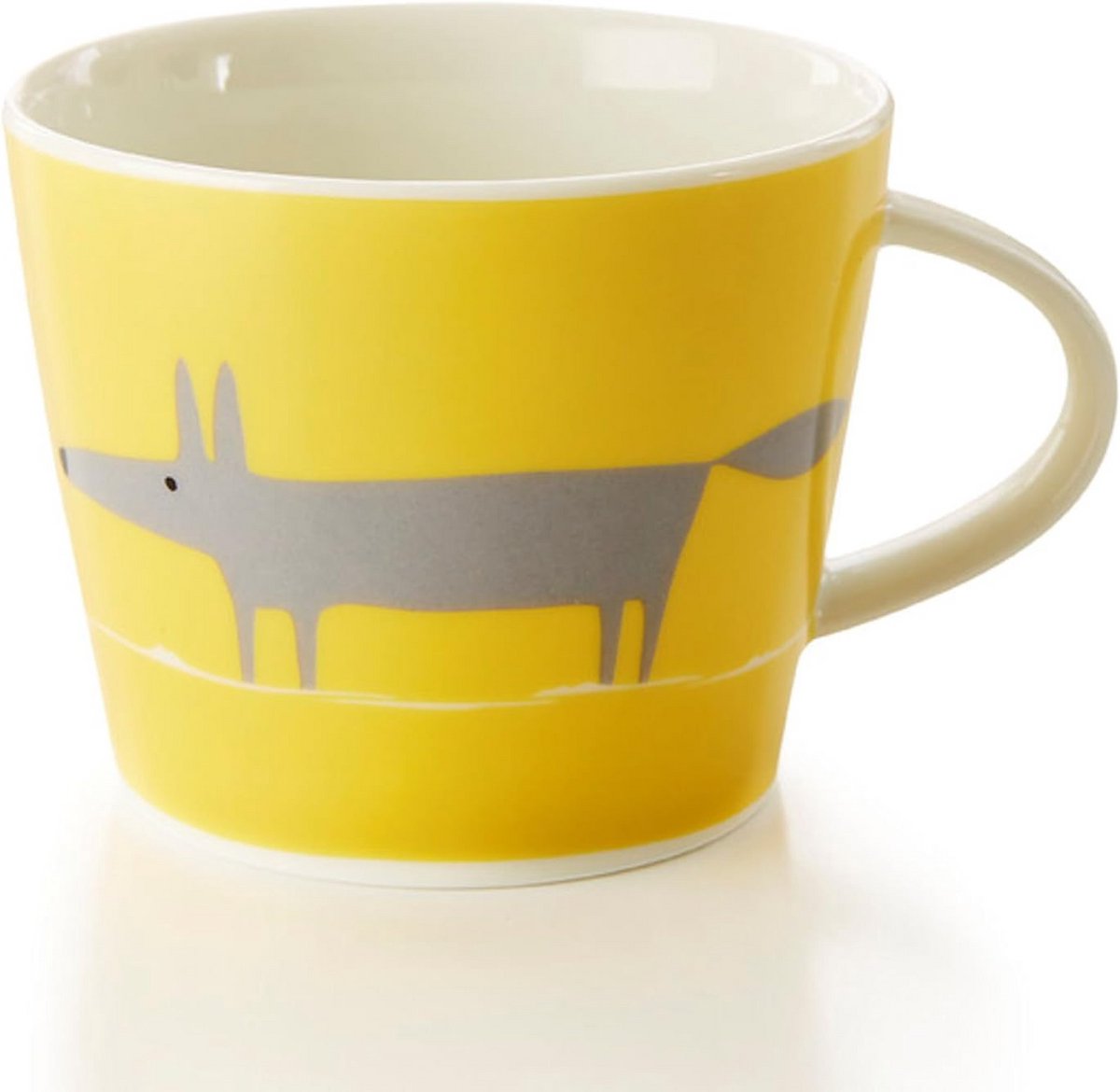 Vrolijke Keramische Mok met Vos Design - Geel en Charcoal