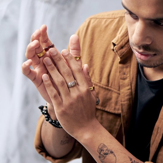 Bague Aesop en vagues de titane argenté et doré