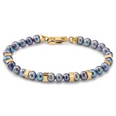 Ocata | Goudkleurige Armband met Zwarte Parels