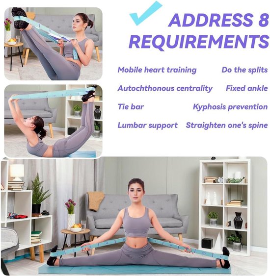 Stretchband met 11 lussen voor yoga, fitness en pilates oefeningen van Merkloos — afbeelding 3
