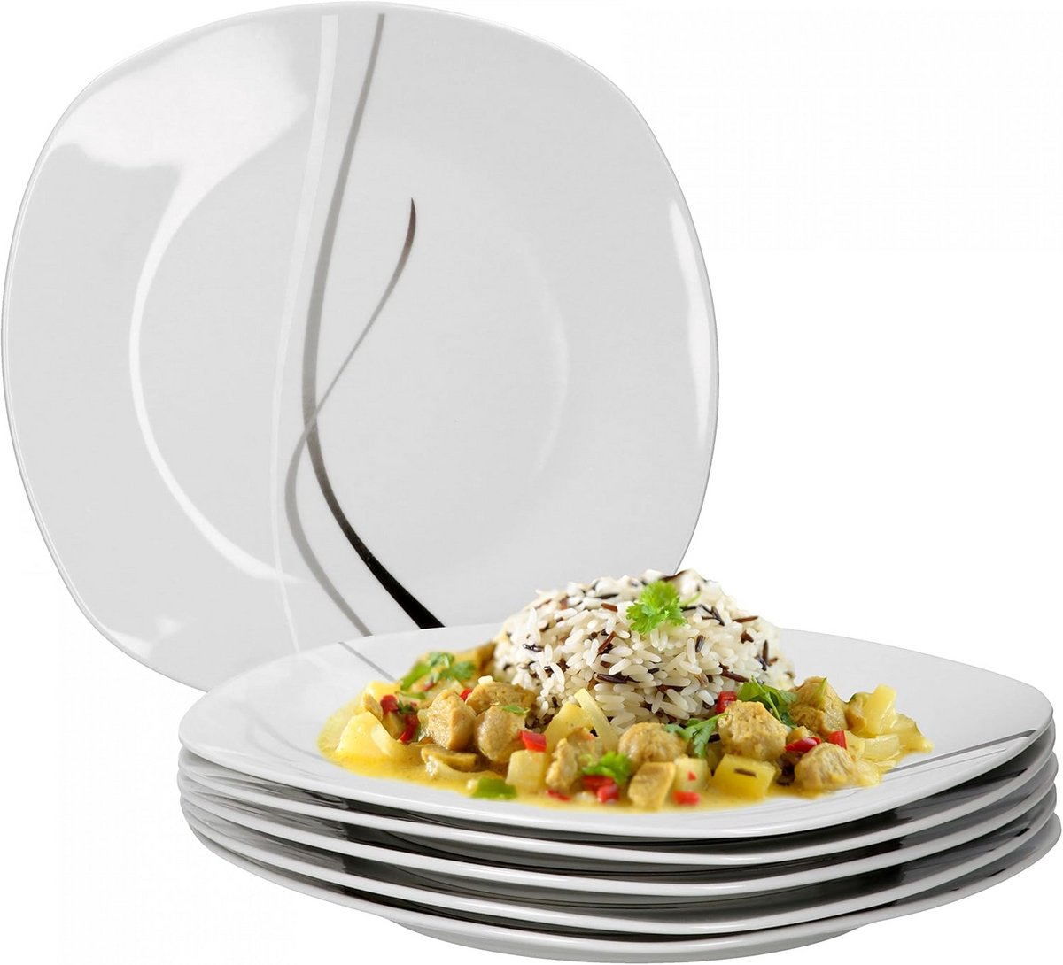Grote Vierkante Dinerborden Plat - Hotelporselein met Abstract Decor - 25 cm