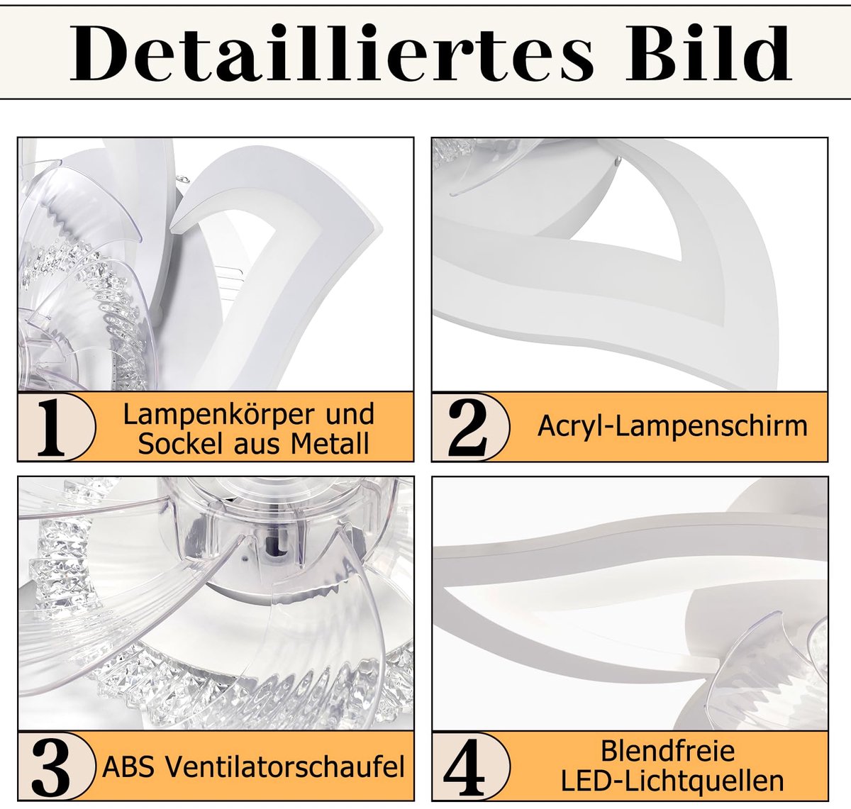 Glitzerlife - Plafond ventilator met verlichting - Ø62cm thumbnail 4