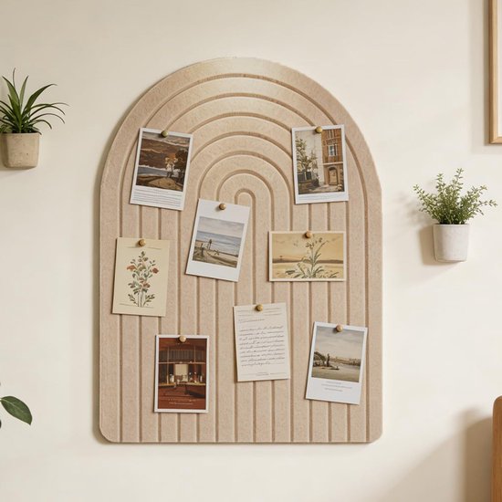 Foto: Zelfklevend viltbord 60 x 40 cm decoratief prikbord memoborden voor thuis op kantoor donker camel