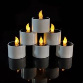 Set van 6 op zonne-energie werkende LED-theelichtjes voor buiten, waterdicht, oplaadbaar, vlamloos en flikkerend.
