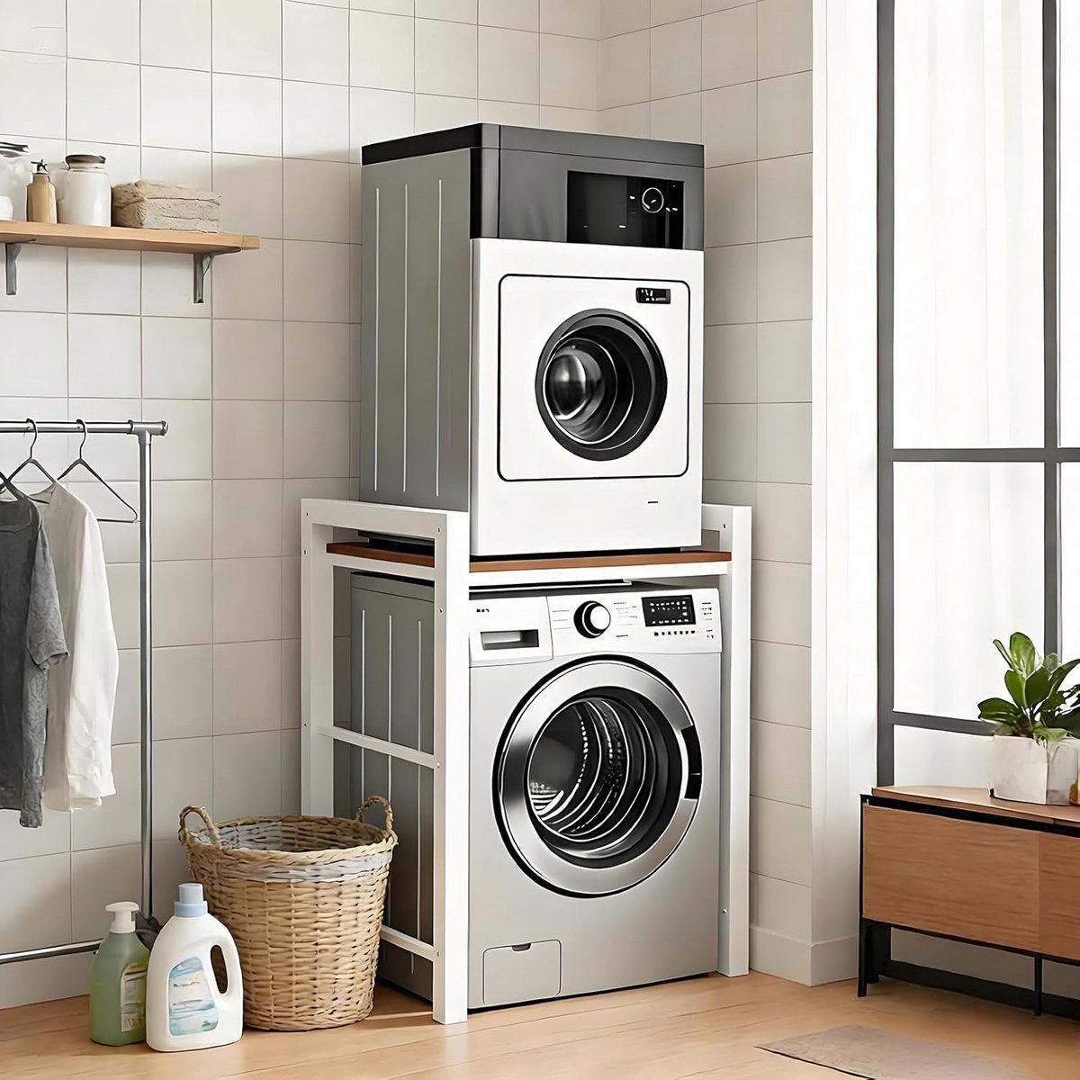 Verstelbaar Wasmachinerek voor Boven de Wasmachine of Droger