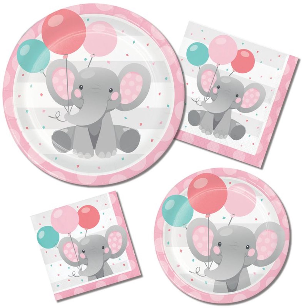 Roze babyolifant tafeldecoratie