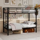 Wishdor Metalen Stapelbed 90x190 cm - Om te Bouwen tot 2 Losse Bedden - Inclusief Lattenbodems - Zwart