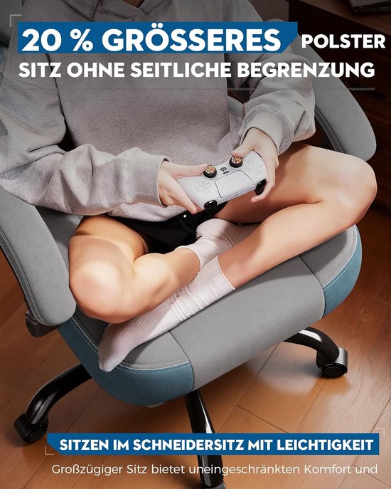Ergonomische Gamingstoel met Voetensteun en Verstelbare Rugleuning van Merkloos — afbeelding 3