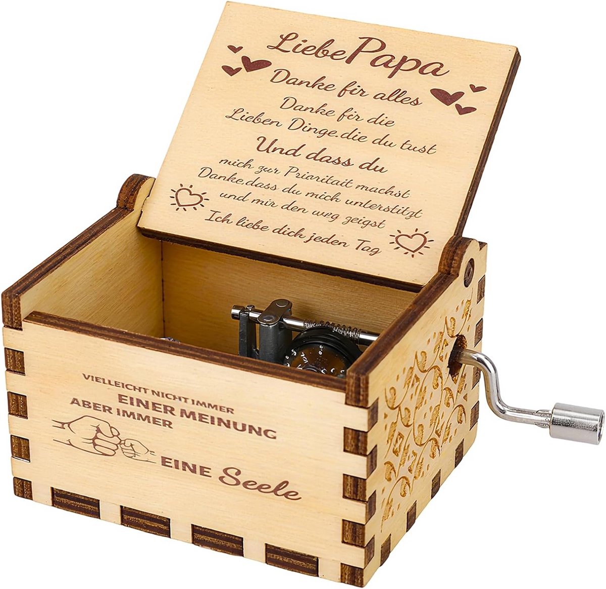 Houten Muziekdoos met Handslinger als Origineel Cadeau voor Vader