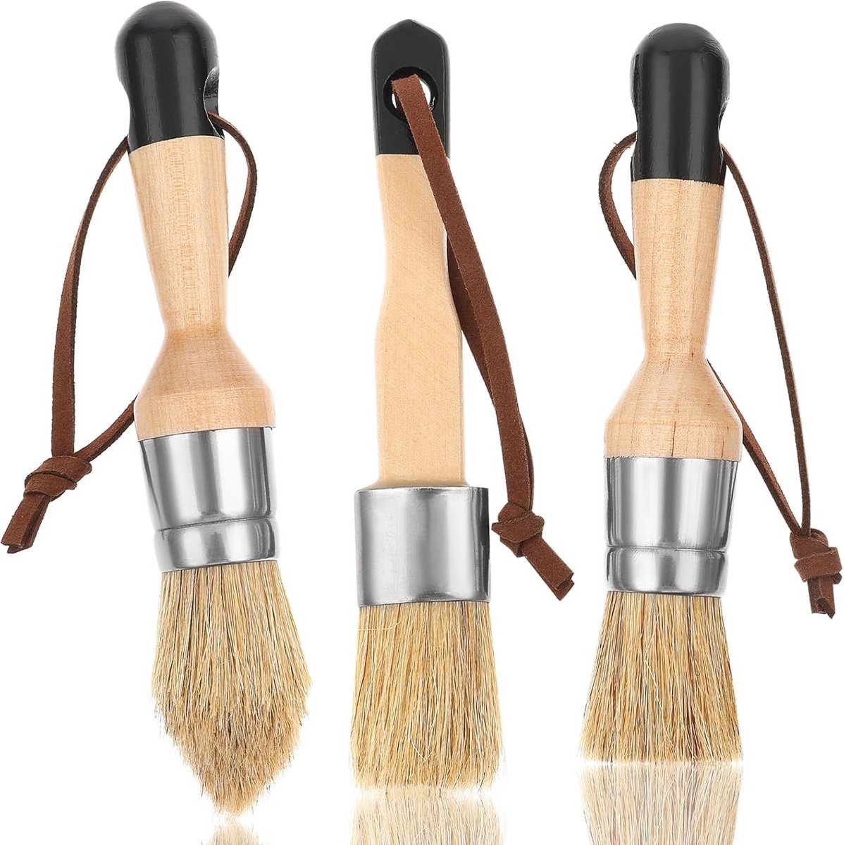 Krijtborstelset - 3 Herbruikbare Schilderkwasten voor Houten Meubels en Decoratie