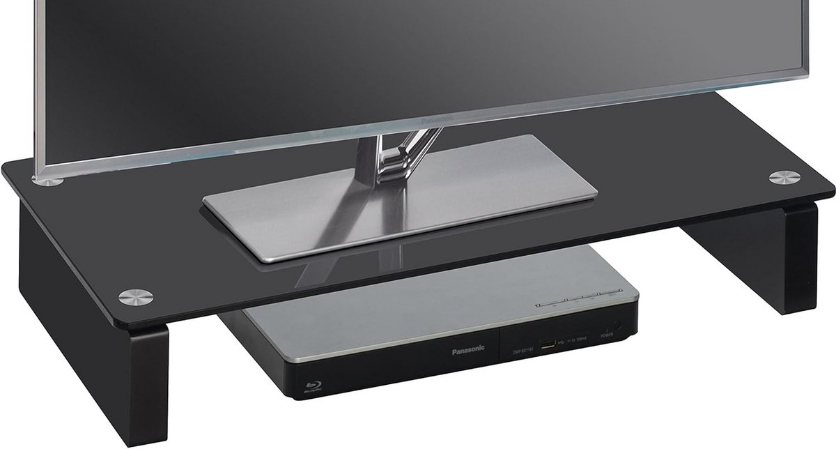 Zwart glazen TV-board 60 x 27,6 x 12,2 cm - Eenvoudig en elegant design