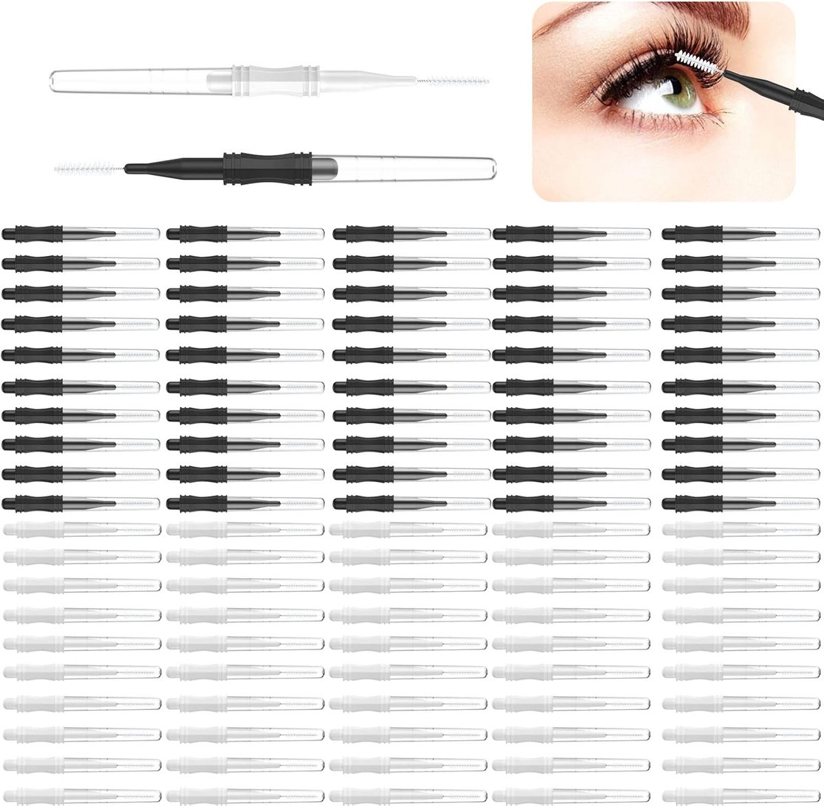 100 Stuks Micro Wenkbrauw Borstels voor Lamineren en Cosmetica