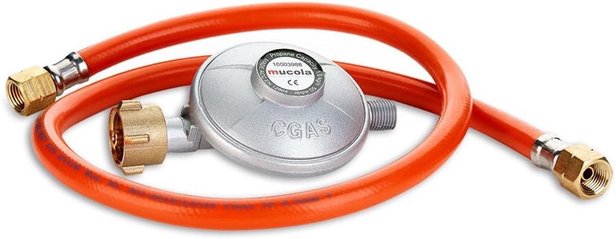Gasslang 80 cm met Drukregelaar voor Gasgrills en Terrasverwarmers