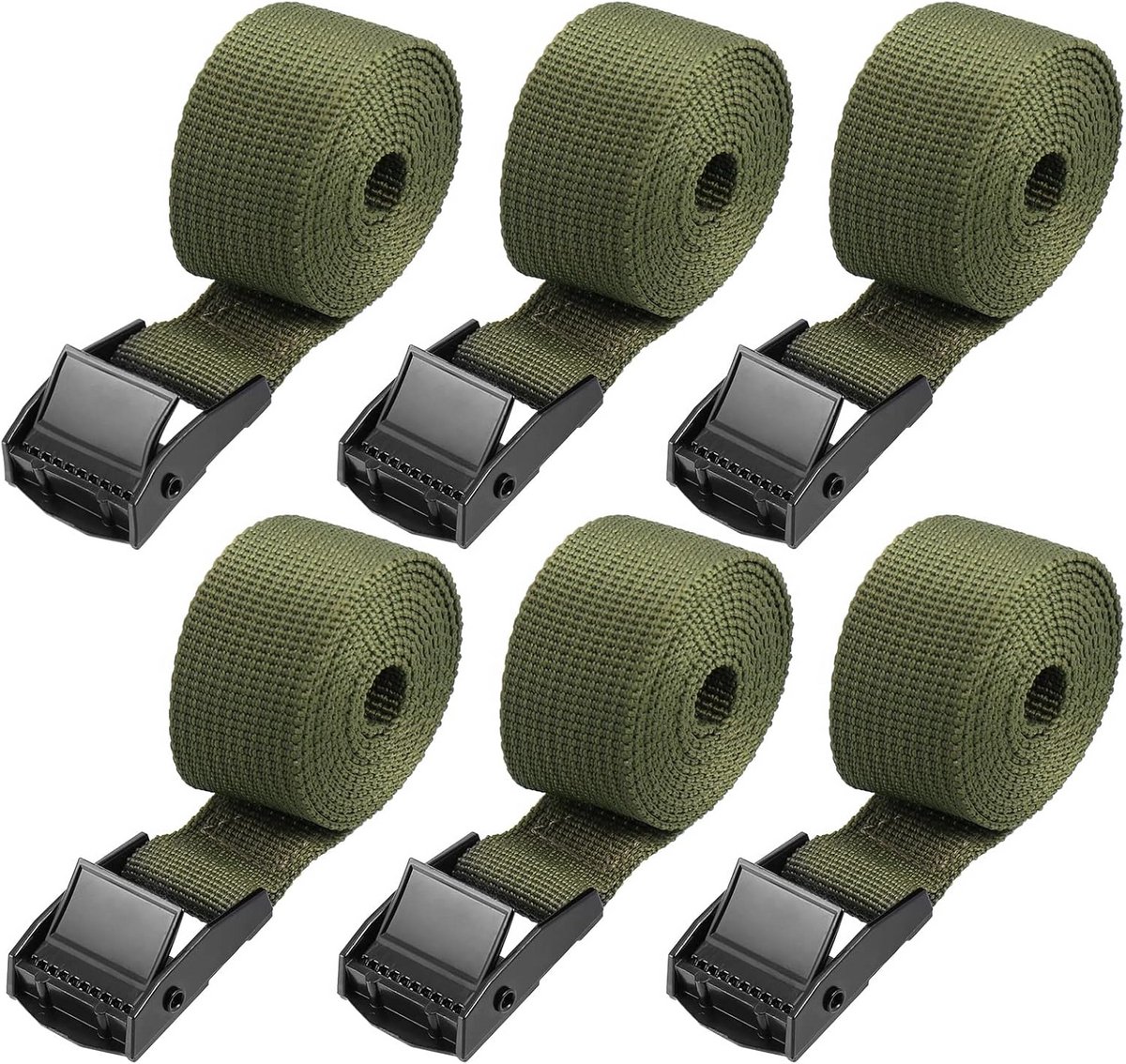 Stevige Spanbanden – 6 Stuks Sjorbanden met Nokgesp voor Veilige Bevestiging van Bagage en Pakketten