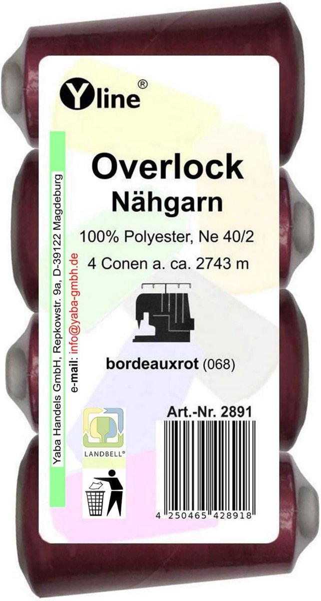 Overlock Naaigaren 4 Stuks - Bordeaux Rood - 2743 m - 100% Polyester