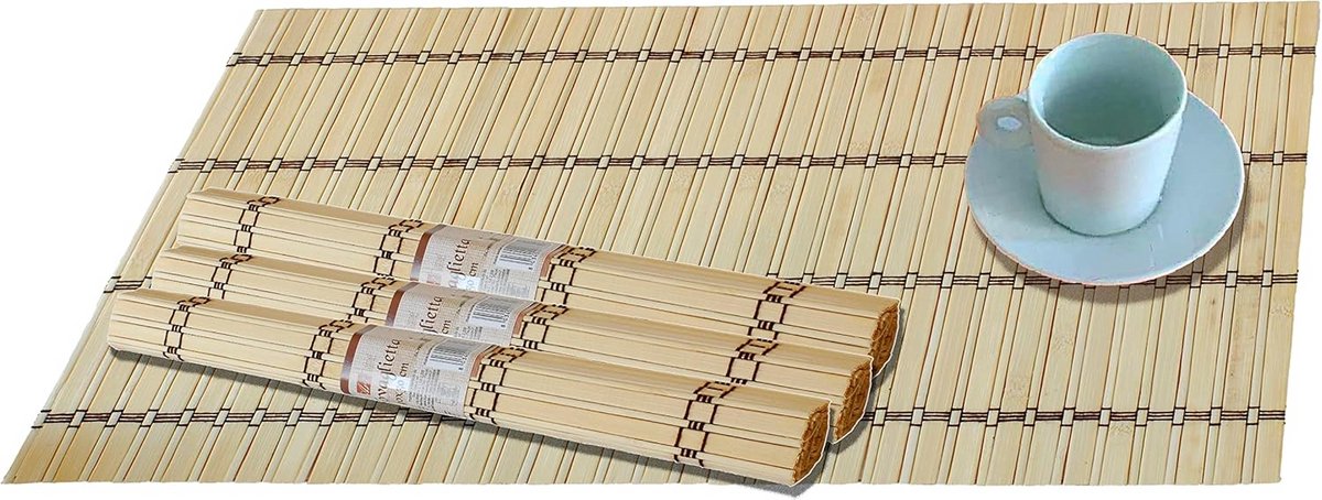 Set van 4 beige bamboe placemats 30x40 cm