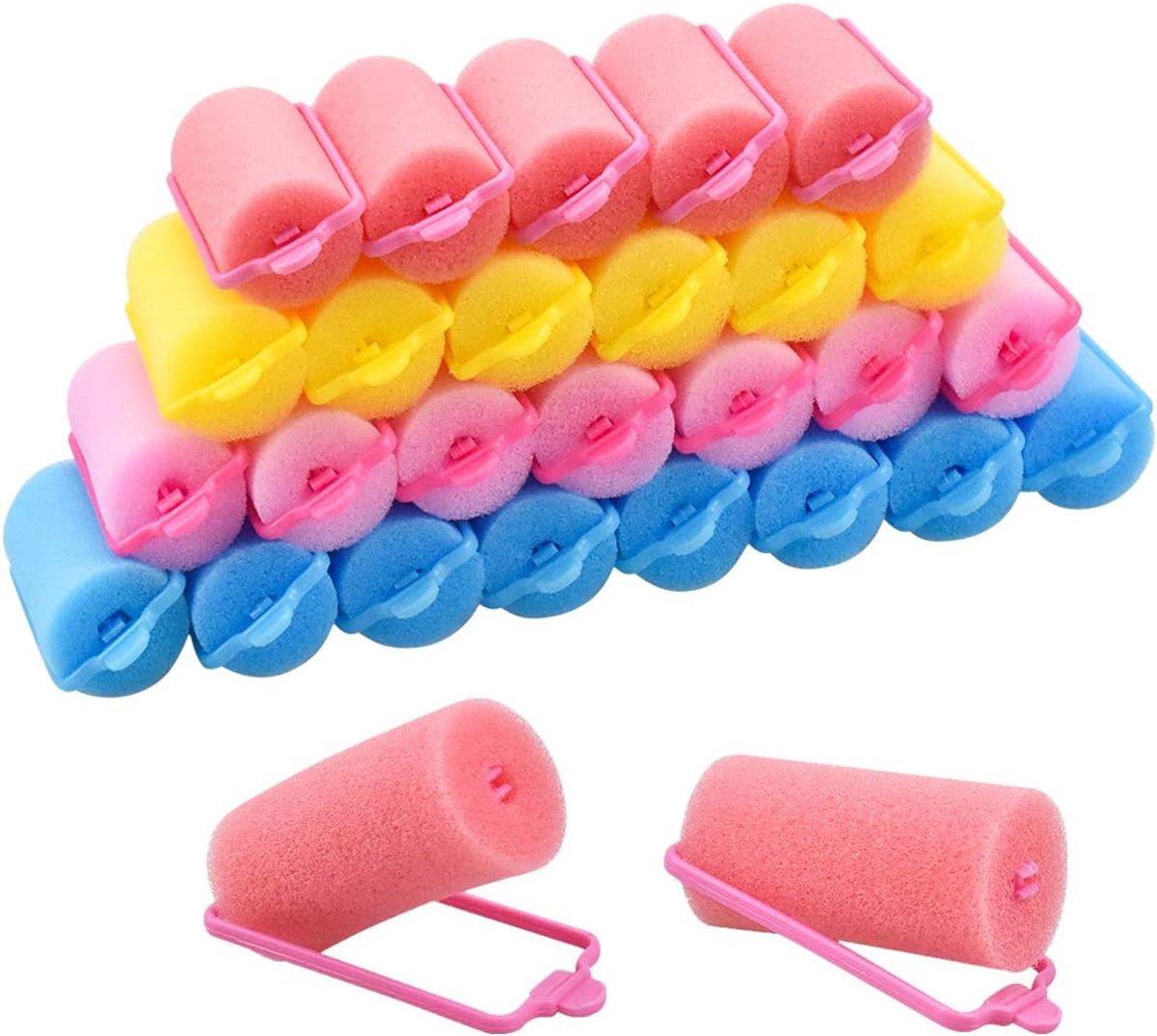 Schuimrubberen Haarrollen - 32 Stuks, 30 mm - Zachte Haarkrulspelden voor Vrouwen, Meisjes en Kinderen - Kapsel Creatie - 4 Kleurkeuzes