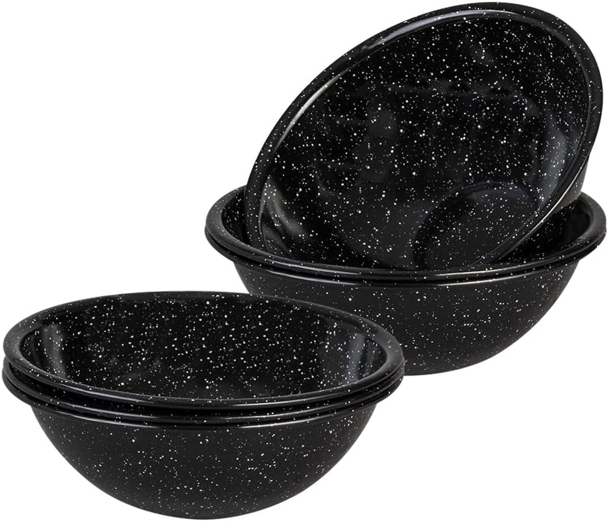 Geëmailleerde staal servies set 18 cm - Vintage look