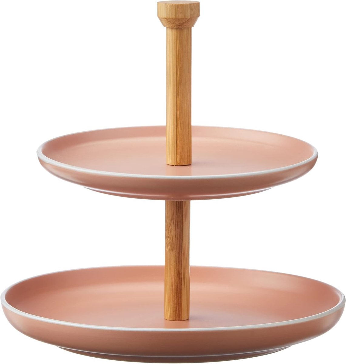 Etagère van keramiek met twee etages, hoogte 25 cm