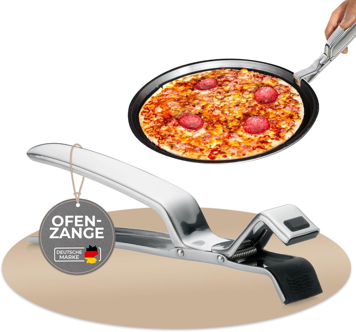 Oven tangen RVS 19 cm - hittebestendige keukentang met antiaanbaklaag