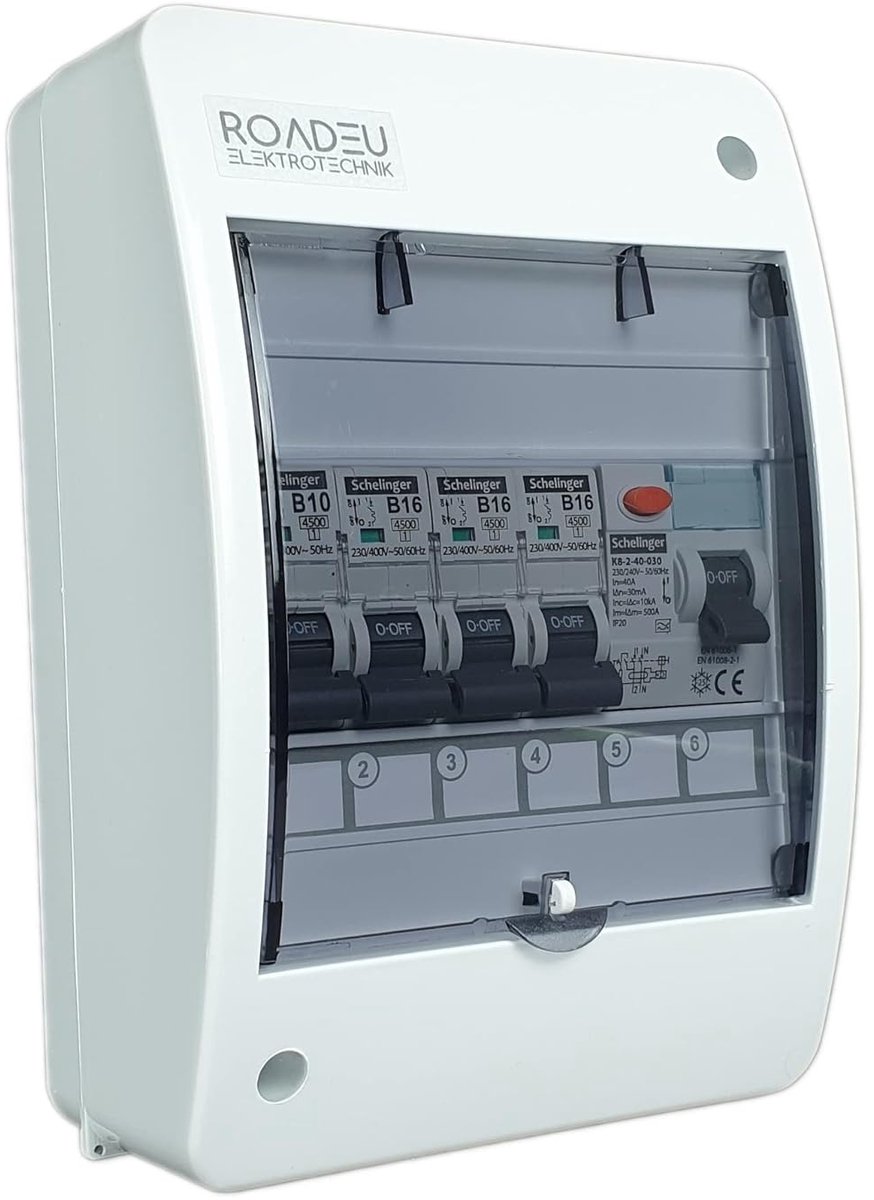 Schakelbord met Aardlekschakelaar en Stroomonderbrekers - IP42 Wandgemonteerde Stroomverdeler 40A 2P