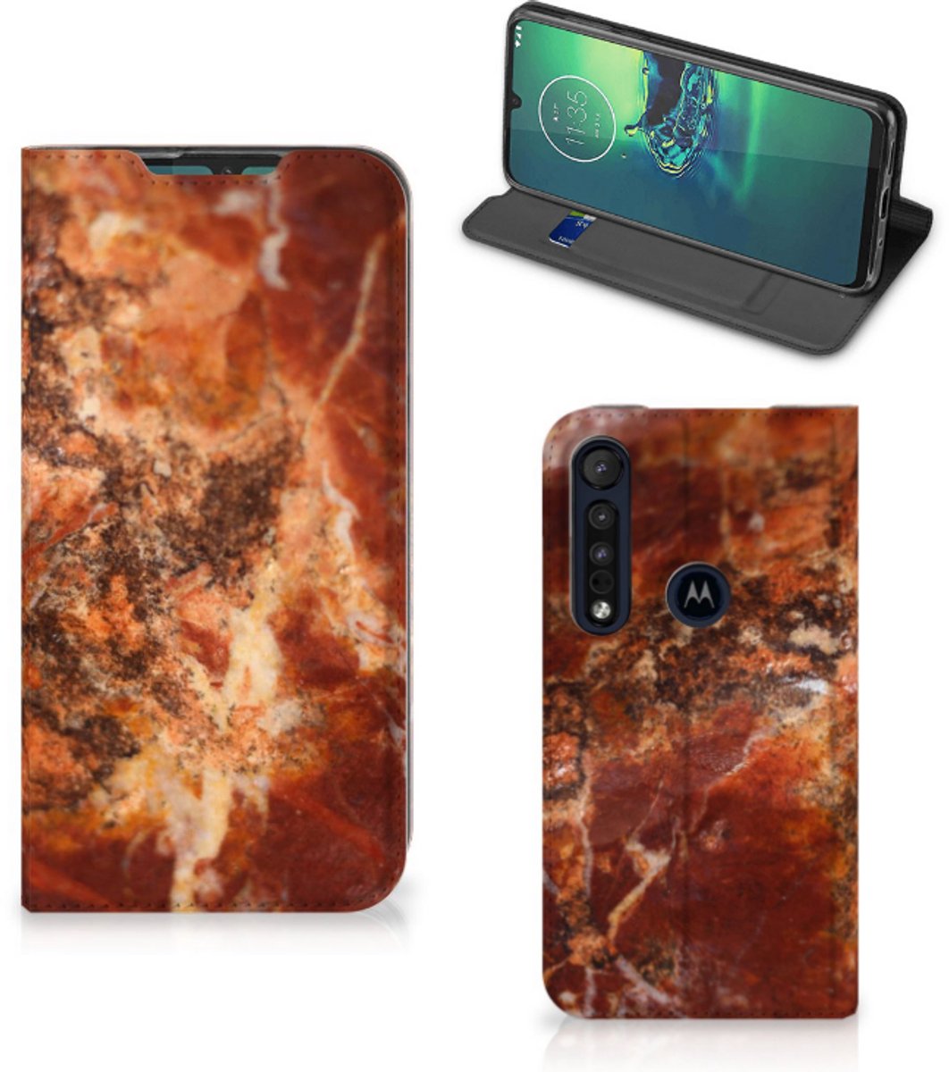 Motorola G8 Plus Standcase Marmer Bruin