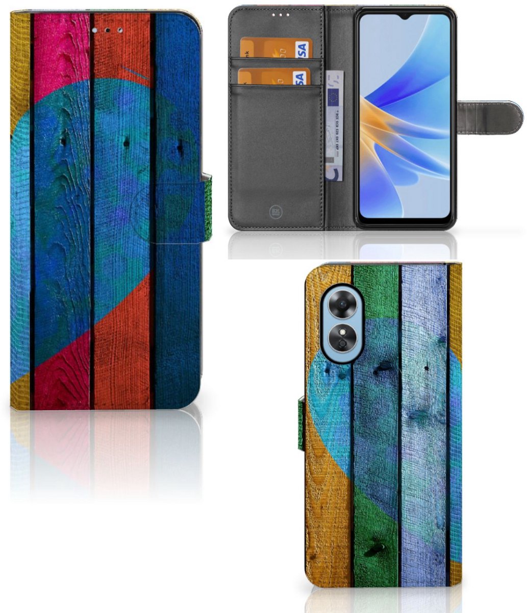 OPPO A17 Book Style Case Wood Heart - Cadeau voor je Vriend