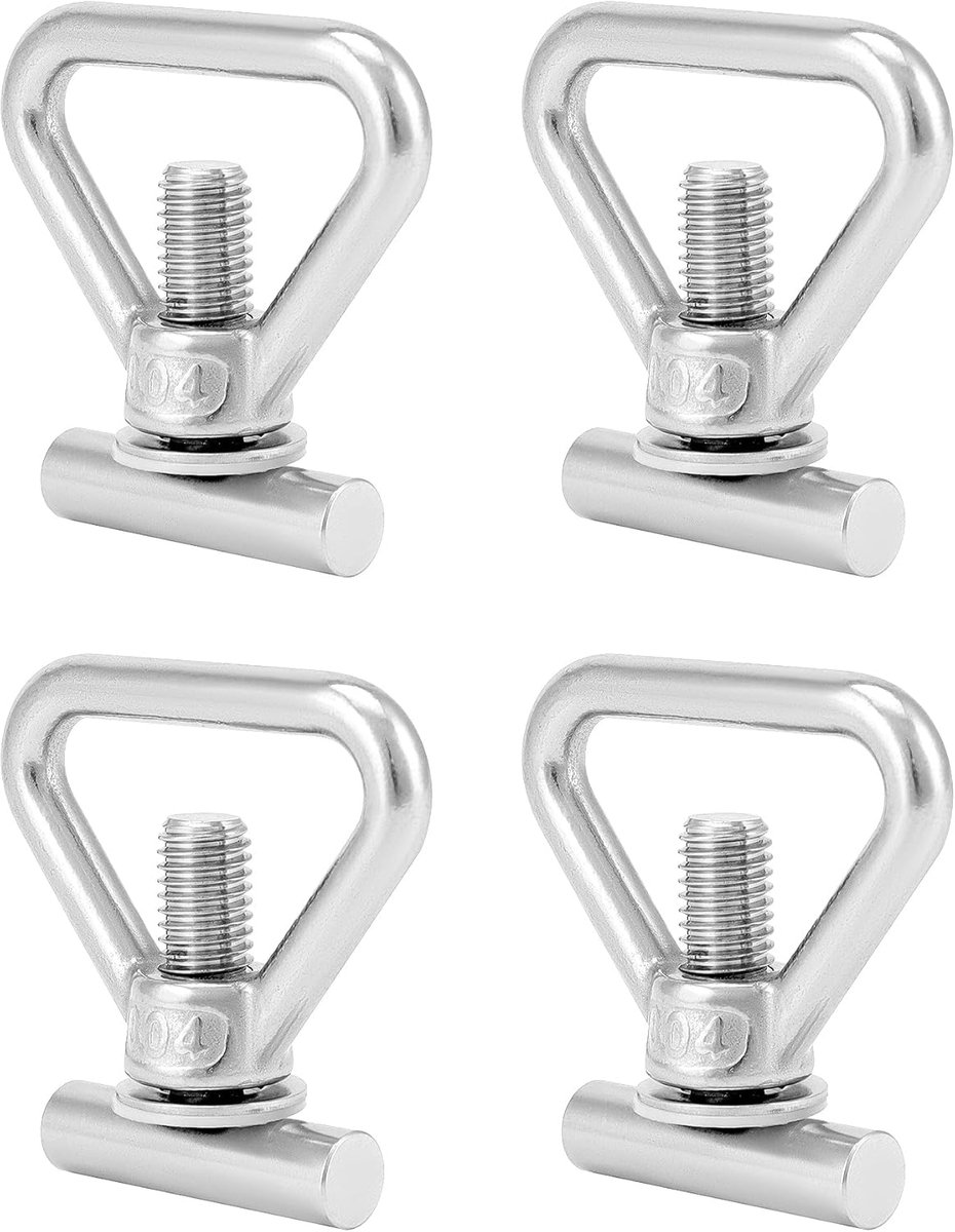 E-Ambar - Set van 4 M10 sjorogen voor het vastzetten van lading, roestvrijstalen oogmoeren voor VW T5 T6, 100 kg draagvermogen