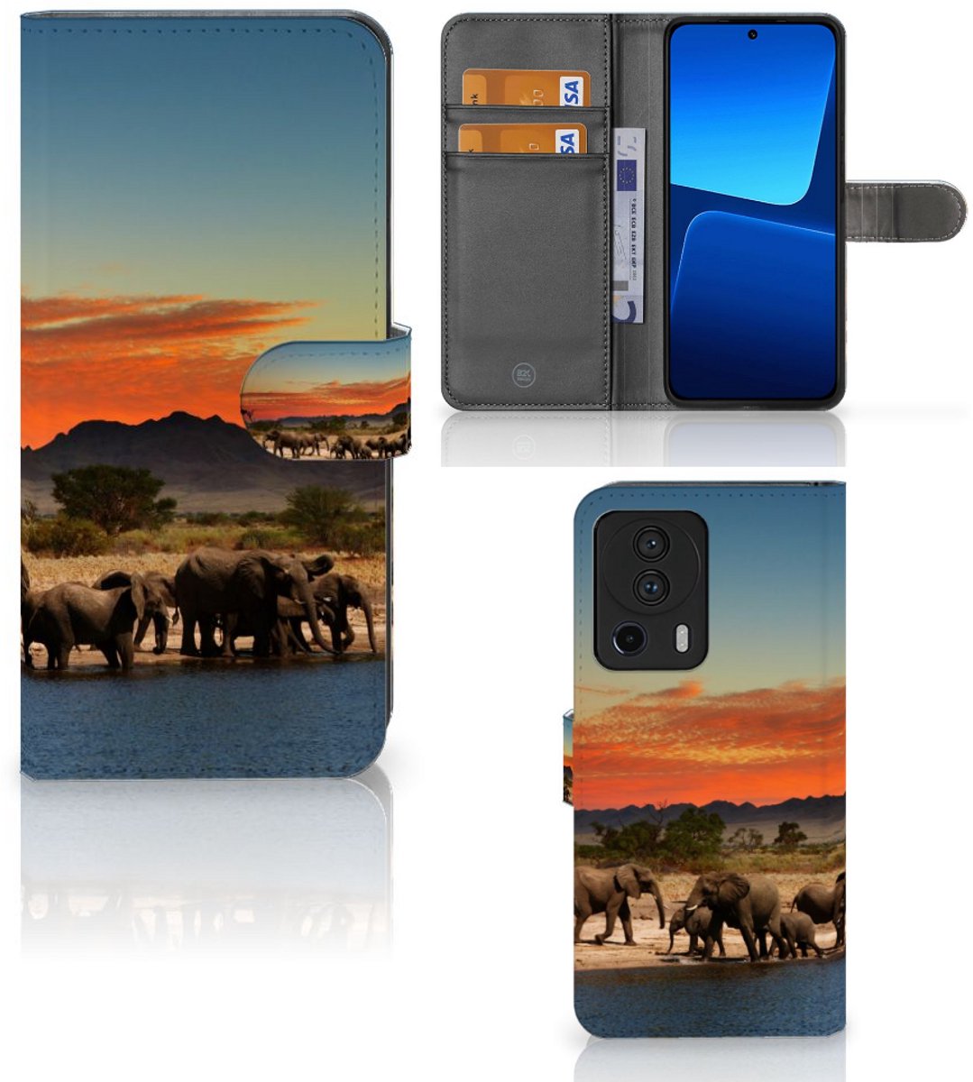 Xiaomi 13 Lite Telefoonhoesje met Pasjes Olifanten