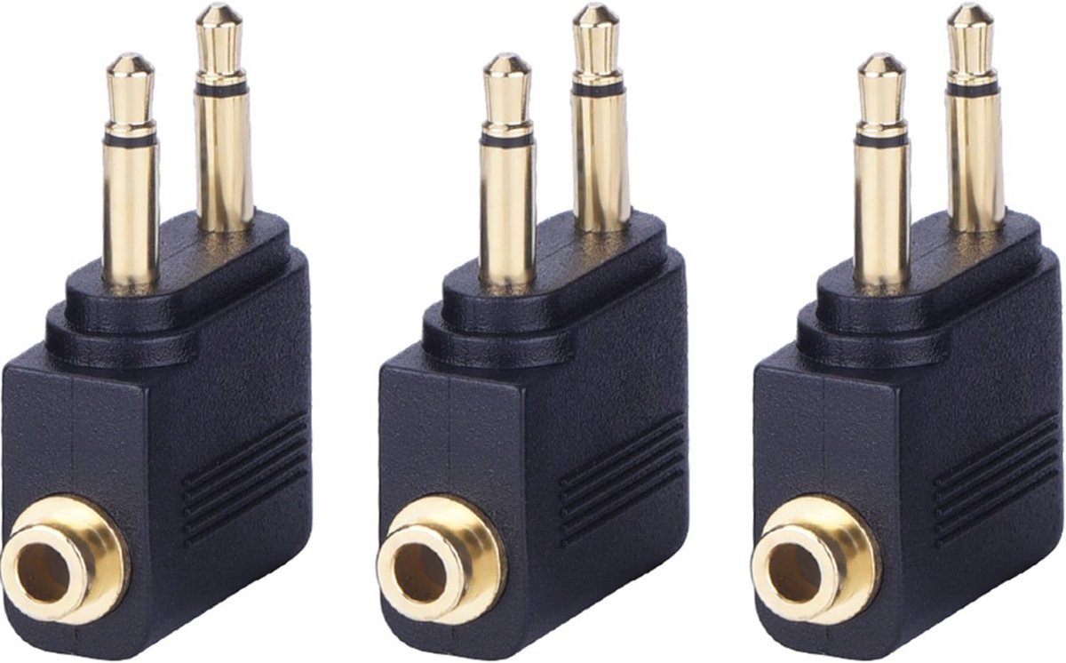 3 Stuks Gouden Airplane Adapter voor Hoofdtelefoon - Perfect voor Vliegtuigen