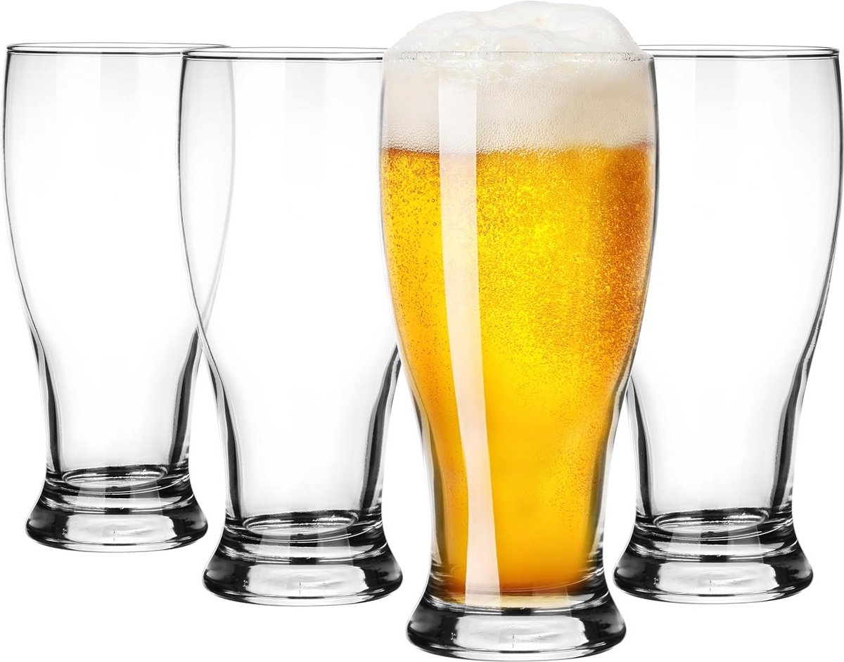 Set van 4 Bierglazen 500ml – Perfect voor Weizen, Lager en Meer
