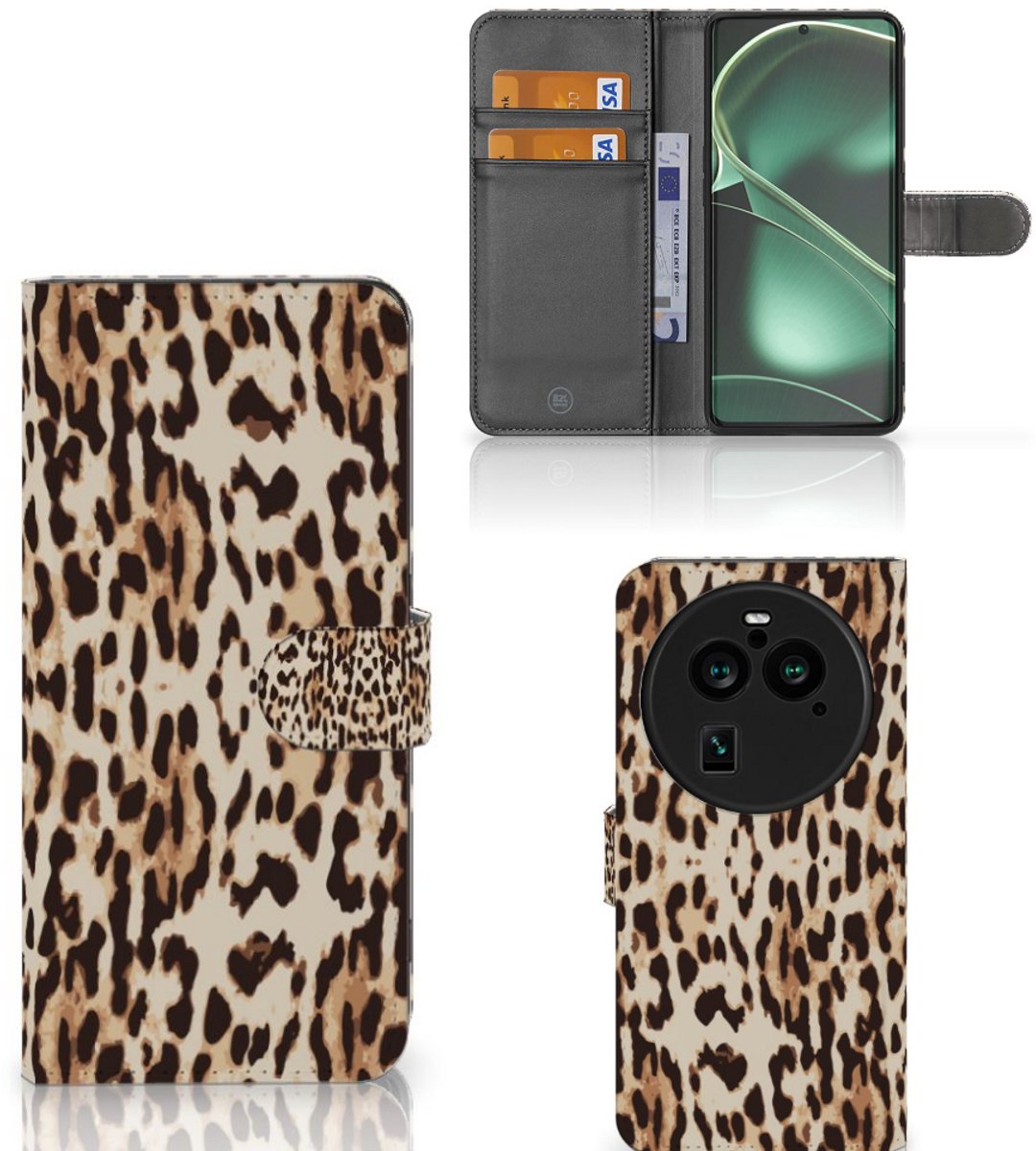 OPPO Find X6 Pro Telefoonhoesje met Pasjes Leopard