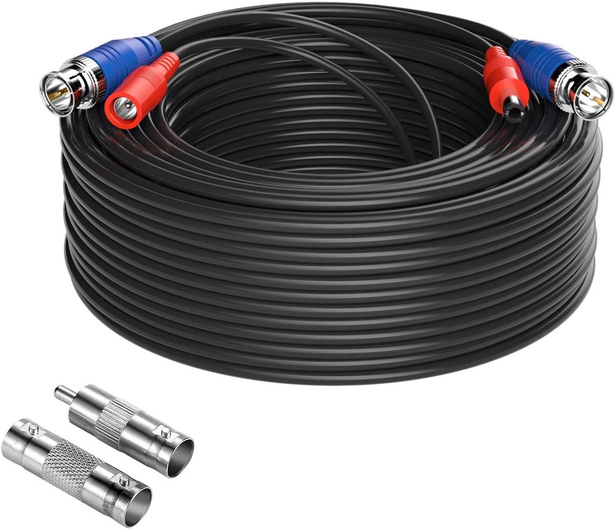30 Meter BNC Videokabel en Voedingskabel voor CCTV Beveiligingscamera's